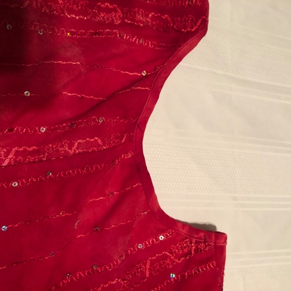 Initiatives XL red dress with sequins, cut out elbow holes , comfortable dress - Picture 5 of 8